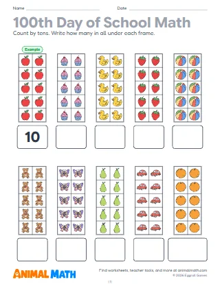 100th Day of School Math