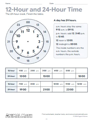 12-Hour and 24-Hour Time