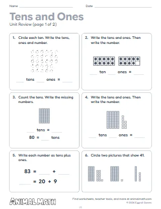 1st Grade Place Value Unit Review