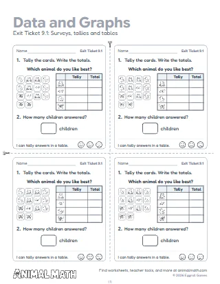 2nd Grade Data and Graphs Exit Tickets