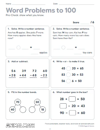 2nd Grade Word Problems Test