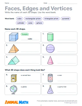 3D Shapes: Faces, Edges and Vertices