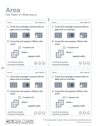 3rd Grade Area Exit Tickets