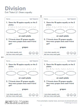 3rd Grade Division Exit Tickets