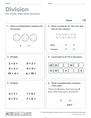 3rd Grade Division Pre-Check