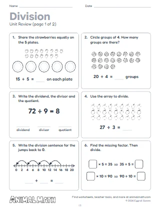 3rd Grade Division Unit Review