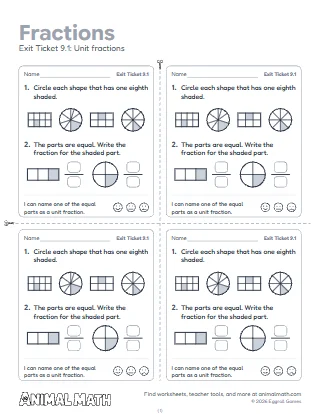 3rd Grade Fractions Exit Tickets