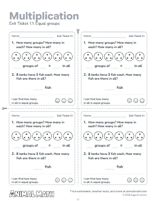 3rd Grade Multiplication Exit Tickets