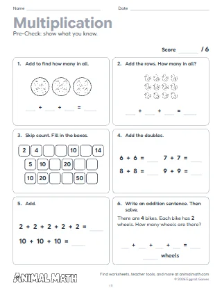 3rd Grade Multiplication Pre-Check