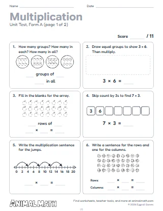 3rd Grade Multiplication Test