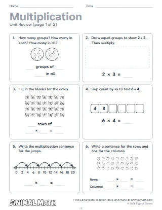 3rd Grade Multiplication Unit Review