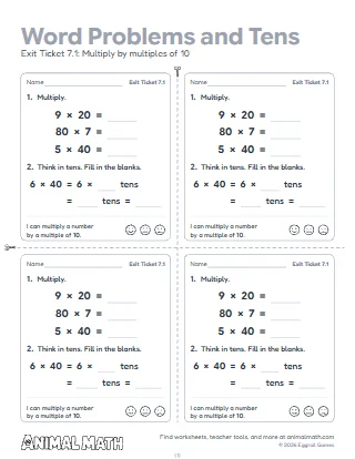3rd Grade Word Problems Exit Tickets