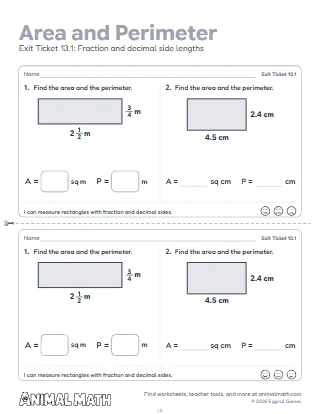 5th Grade Area and Perimeter Exit Tickets