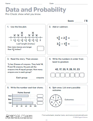 5th Grade Data and Probability Pre-Check