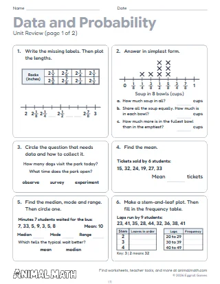 5th Grade Data and Probability Unit Review