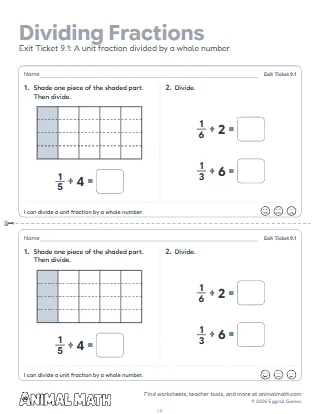 5th Grade Dividing Fractions Exit Tickets