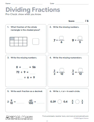 5th Grade Dividing Fractions Pre-Check