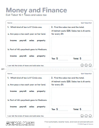 5th Grade Money and Financial Literacy Exit Tickets
