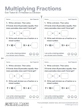5th Grade Multiplying Fractions Exit Tickets