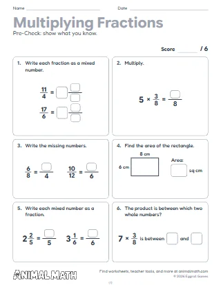 5th Grade Multiplying Fractions Pre-Check