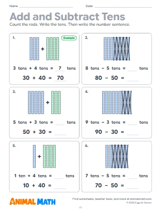 Adding and Subtracting Tens