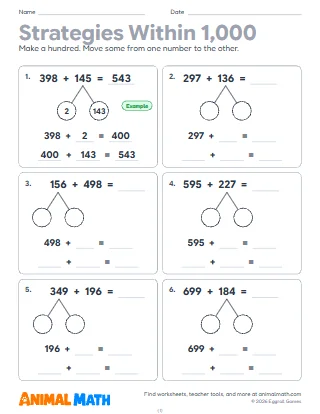 Addition and Subtraction Strategies Within 1,000