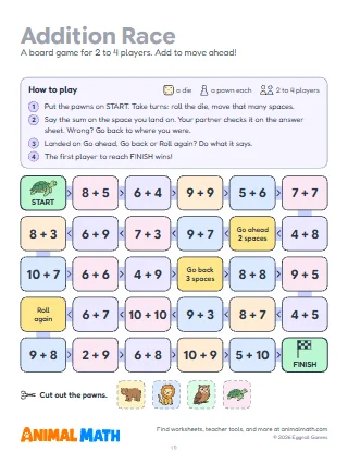 Addition Games to 20