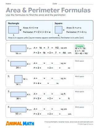 Area and Perimeter Formulas