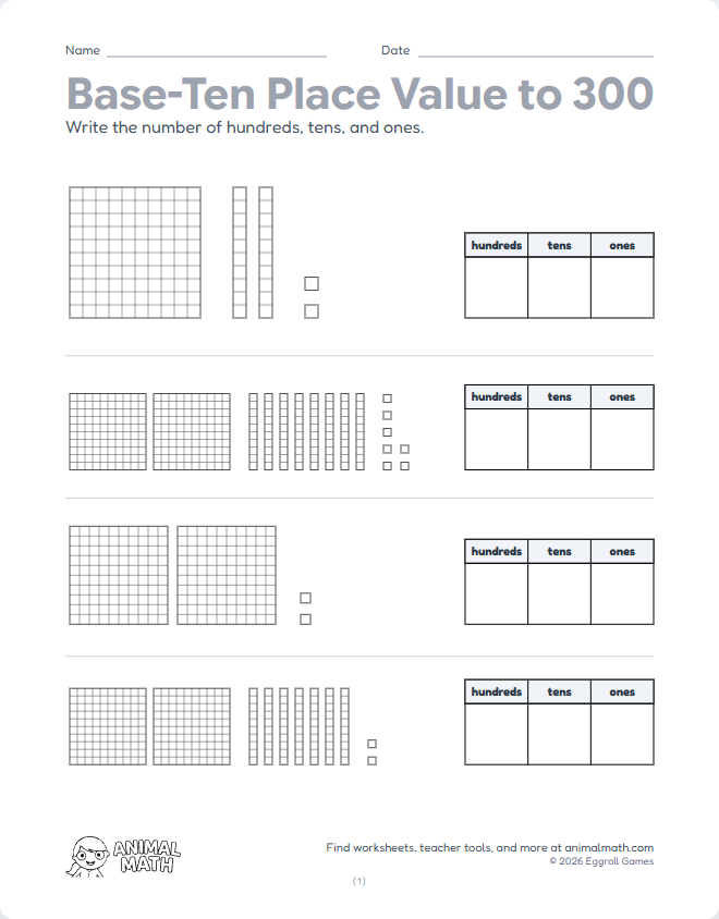 Base-Ten Blocks 100 to 300