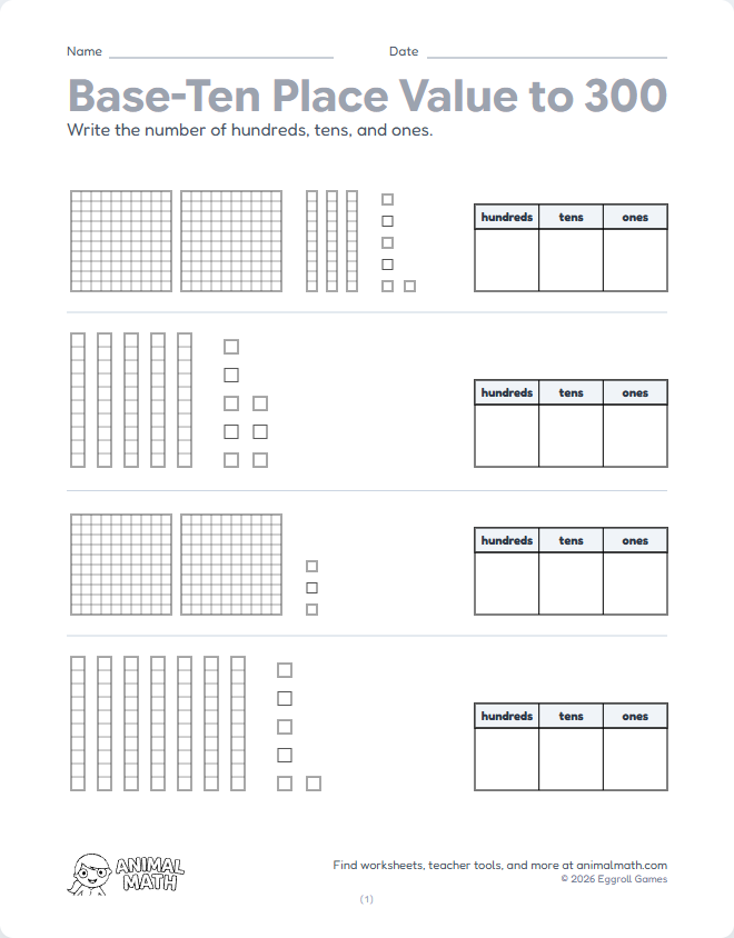 Base-Ten Blocks to 300