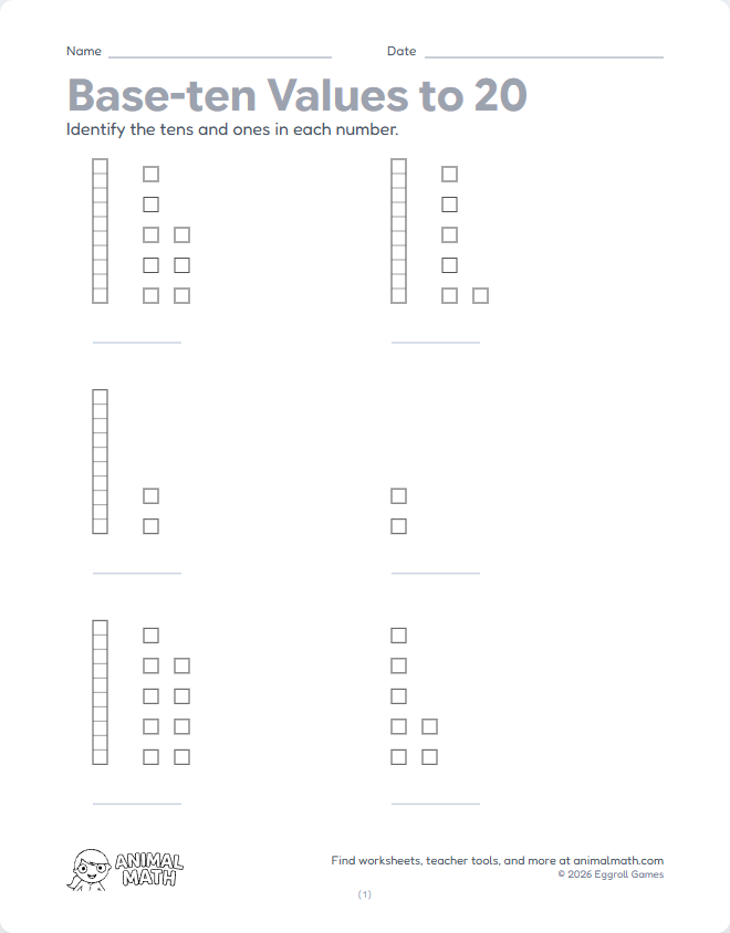 Base-Ten Standard Form to 20 preview