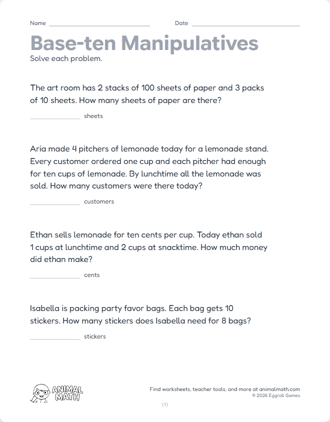 Base-Ten Tens to 100 preview
