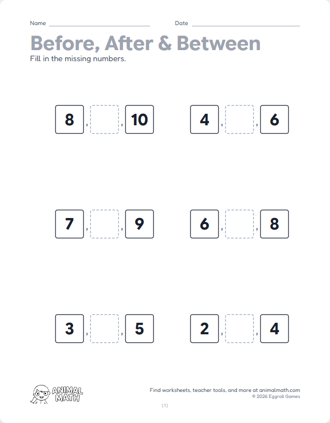 Between Numbers to 10