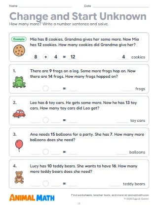 Change Unknown and Start Unknown Word Problems