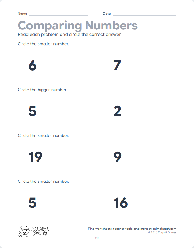 Comparing Groups - Numbers to 20