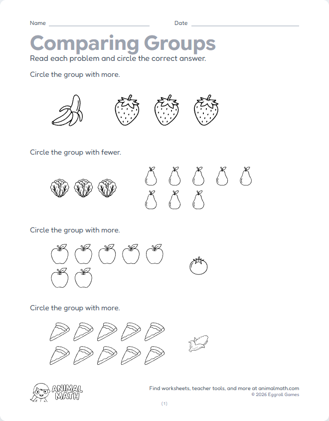 Comparing Groups - Objects to 10