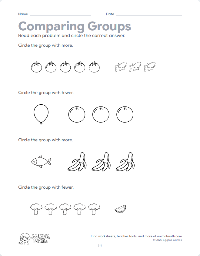 Comparing Groups - Objects to 5