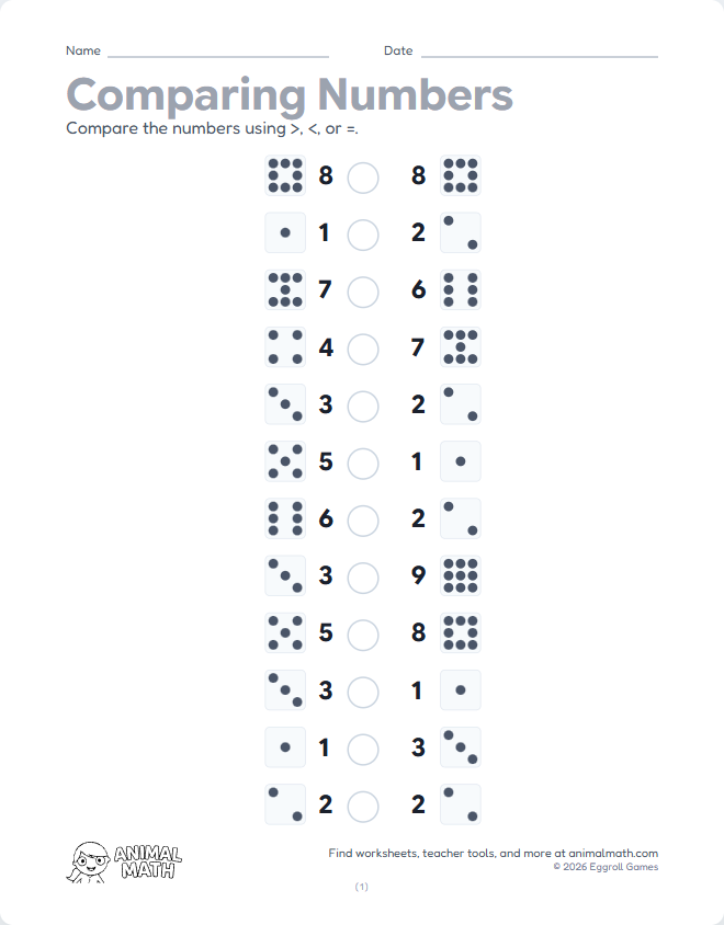Comparing Numbers to 10