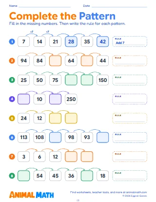 Complete the Pattern: Missing Numbers and Rules