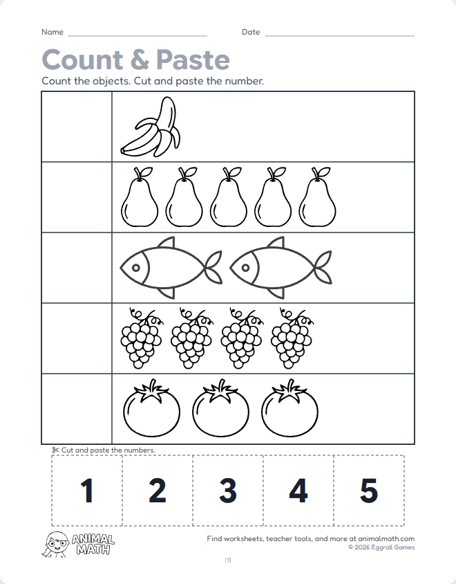 Count & Paste to 5 (Set 2) preview