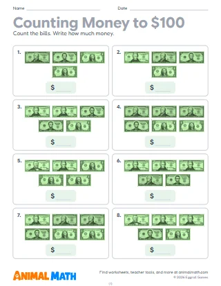 Counting Money to $100