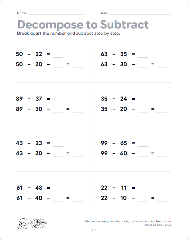 Decompose to Subtract - 2-Digit Guided preview