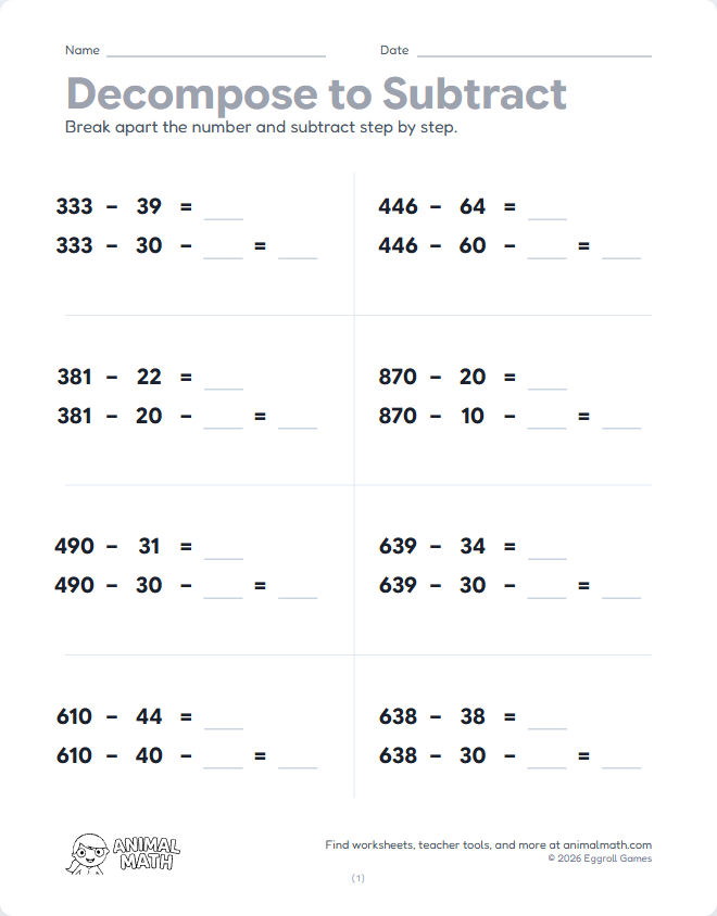 Decompose to Subtract - 3-Digit Guided preview