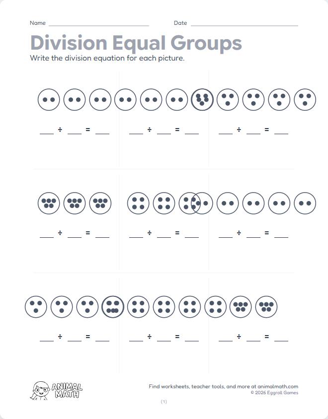 Division Equal Groups to 5