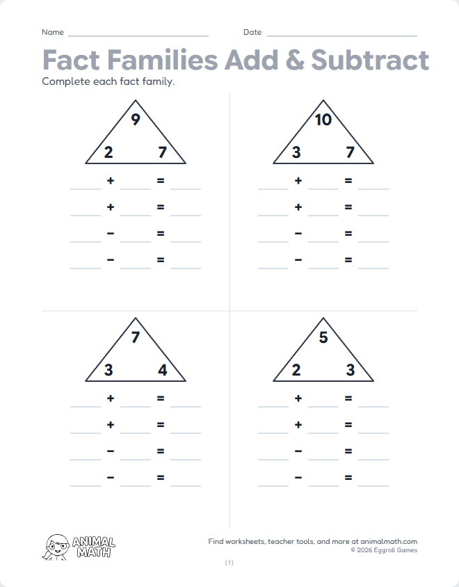 Fact Families 5 to 10 - Write All preview