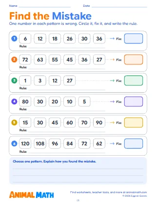 Find the Mistake in Number Patterns
