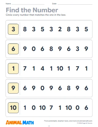 Find the Number 1 to 10