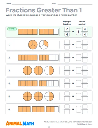 Mixed Numbers and Improper Fractions
