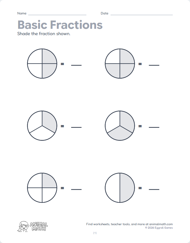 Identify Fractions - Circles