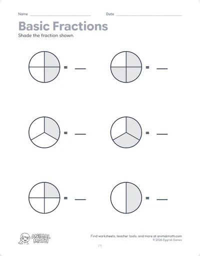Identify Fractions - Circles